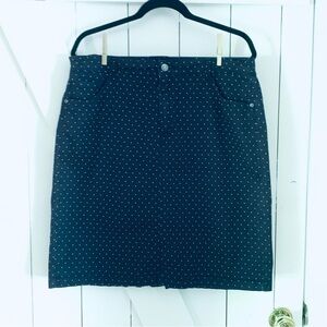 Navy Polka Dot Skirt Zipper & Button & Belt Loops Jean like skirt